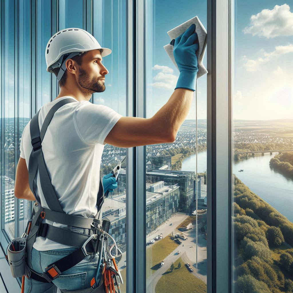 Fensterputzer bei der Arbeit im Rhein-Sieg-Kreis